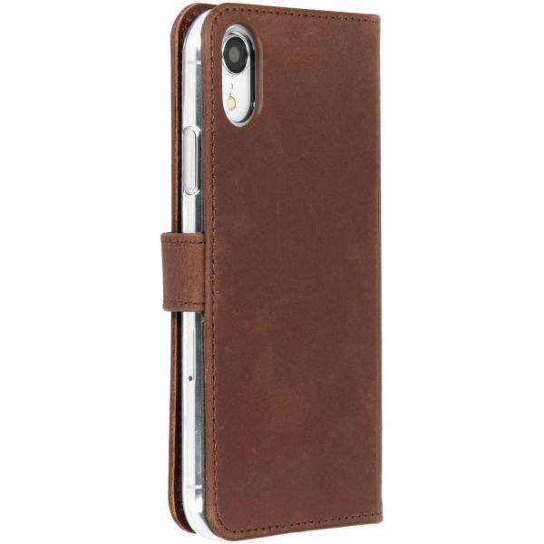 Selencia Echt Lederen Bookcase iPhone Xr - Donkerbruin / Dunkelbraun  / Dark Brown