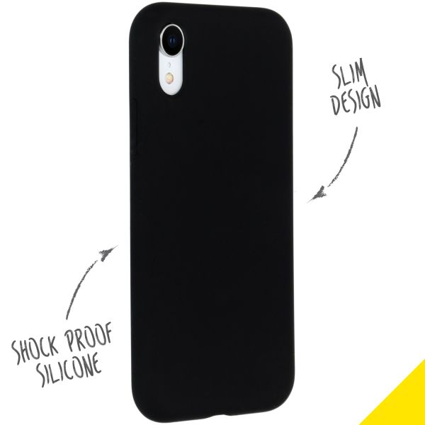 Accezz Liquid Silicone Backcover iPhone Xr - Zwart / Schwarz / Black