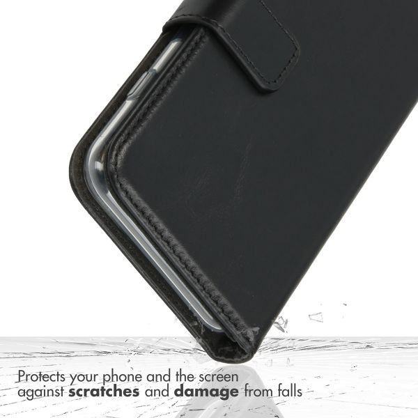 Selencia Echt Lederen Bookcase iPhone Xs - Zwart / Schwarz / Black