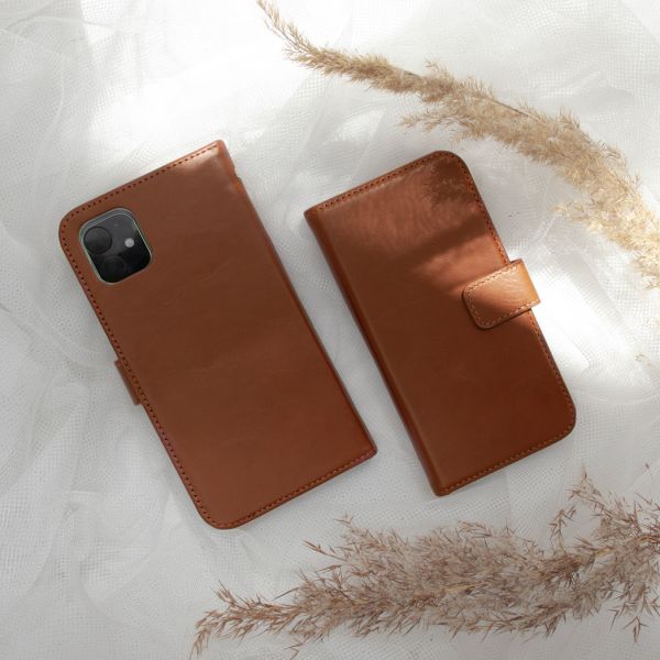 Selencia Echt Lederen Bookcase iPhone Xs - Lichtbruin / Hellbraun  / Light Brown