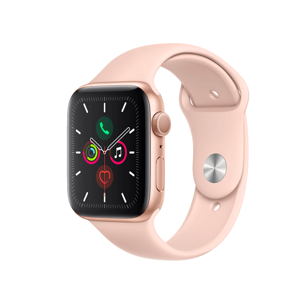 Apple Watch Series 5 | 44mm | Aluminium Case Goud | Roze sportbandje | GPS | WiFi + 4G