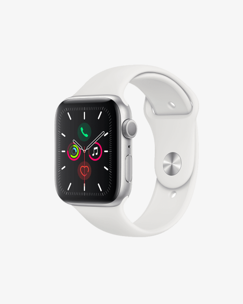 Apple Watch Series 5 | 44mm | Aluminium Case Zilver | Wit sportbandje | GPS | WiFi + 4G