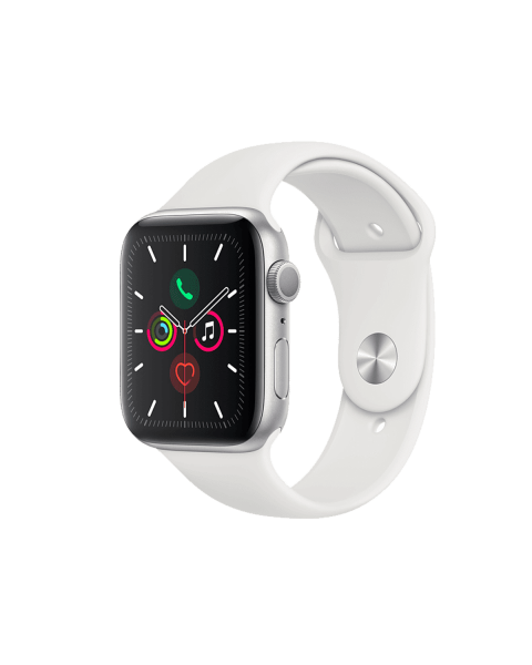 Refurbished Apple Watch Series 5 | 44mm | Aluminium Case Zilver | Wit sportbandje | GPS | WiFi