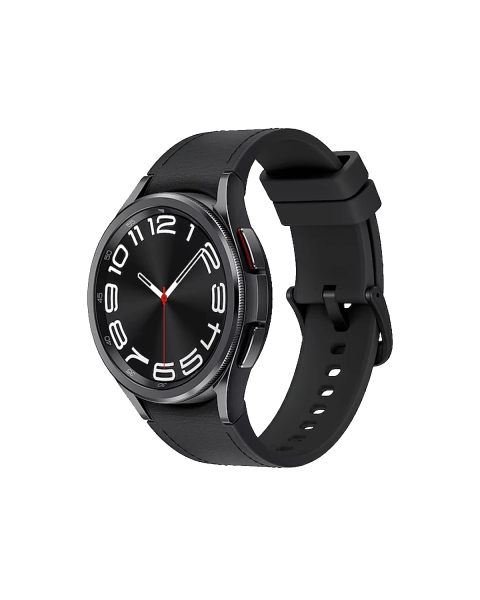 Galaxy Watch6 Classic | 43mm | Stainless steel Case Zwart | Zwart Hybrid Eco-Leather band | GPS | WiFi + 4G