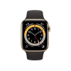 Apple Watch Series 6 | 44mm | Stainless Steel Case Goud | Zwart sportbandje | GPS | WiFi + 4G